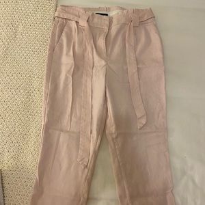Ankle High Rise Linen Pink Pants